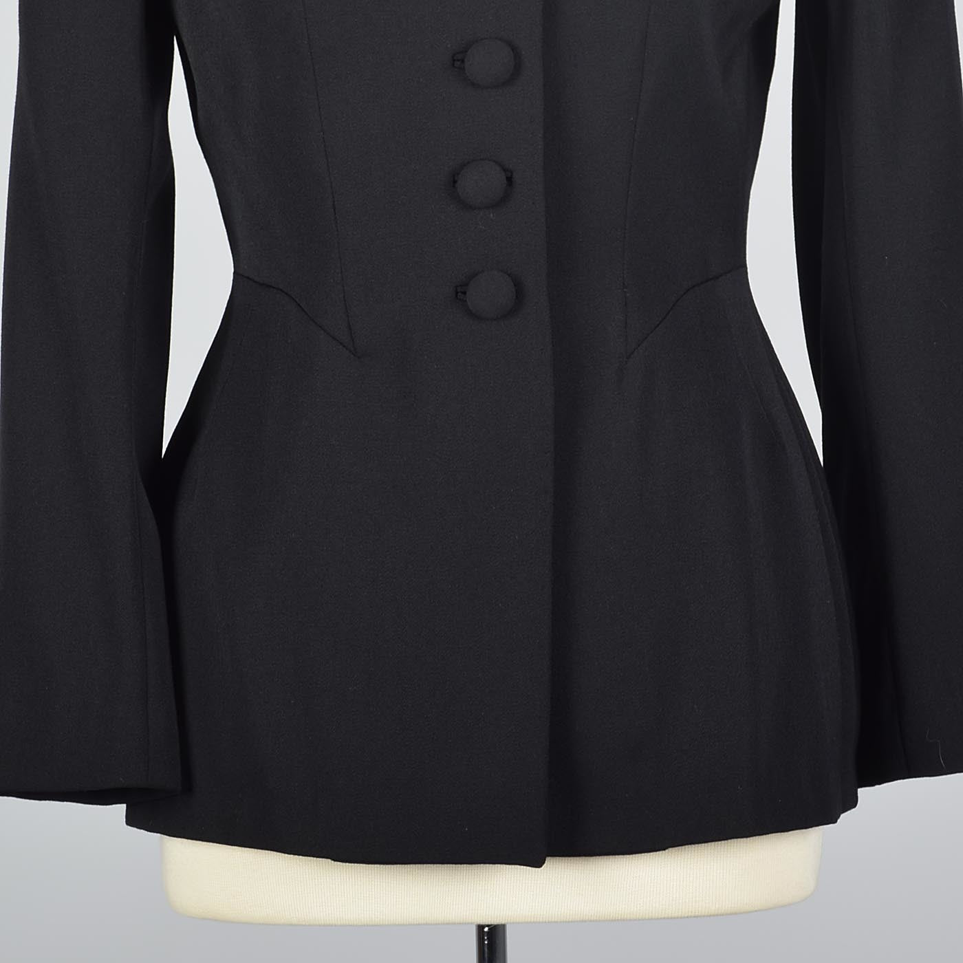 1950s Lilli Ann Classic Black Hourglass Jacket