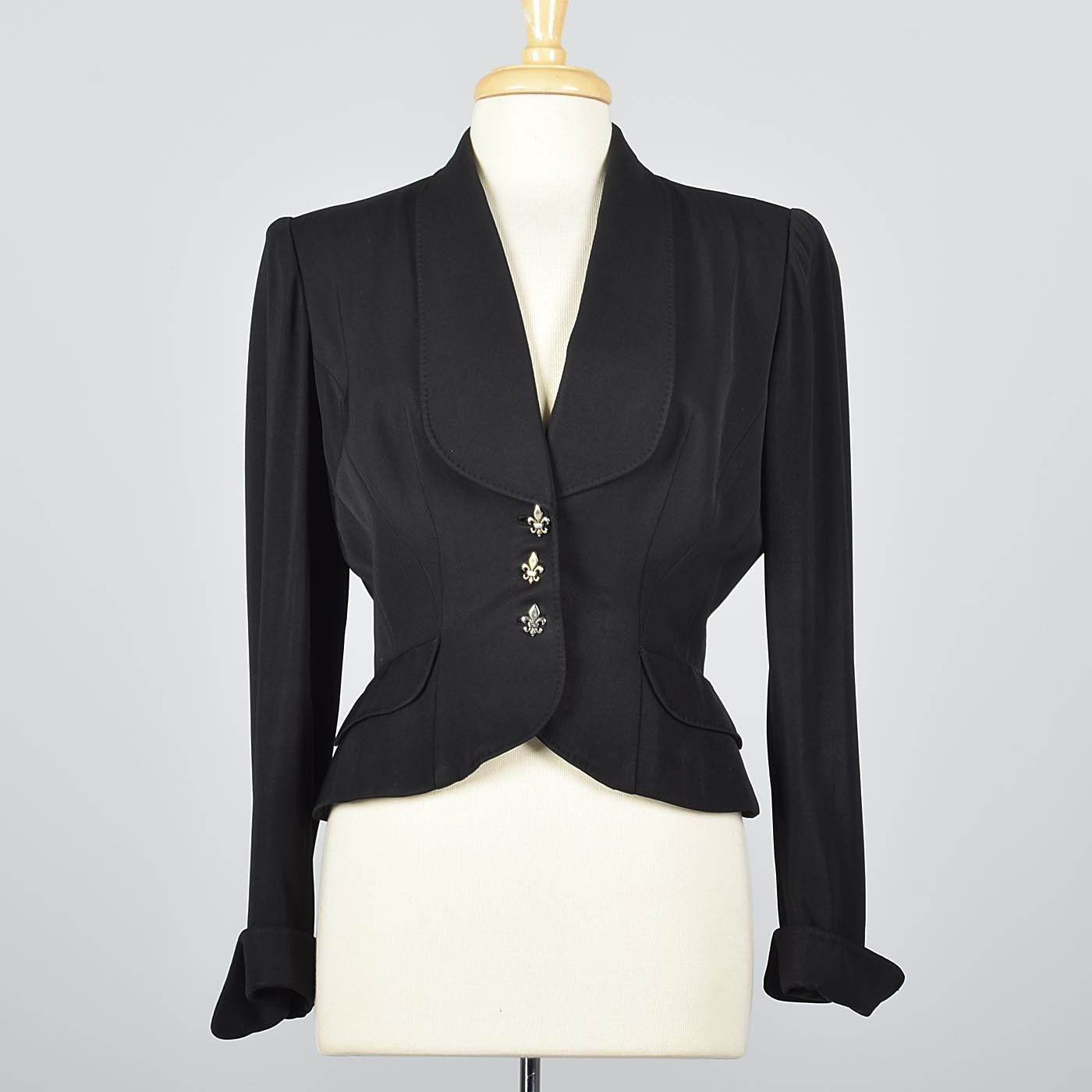 1950s Black Blazer with Shawl Collar