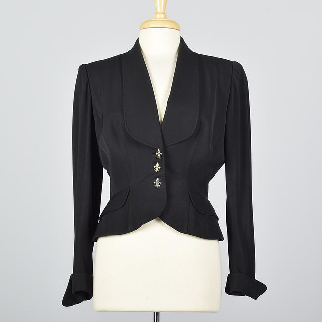 1950s Black Blazer with Shawl Collar