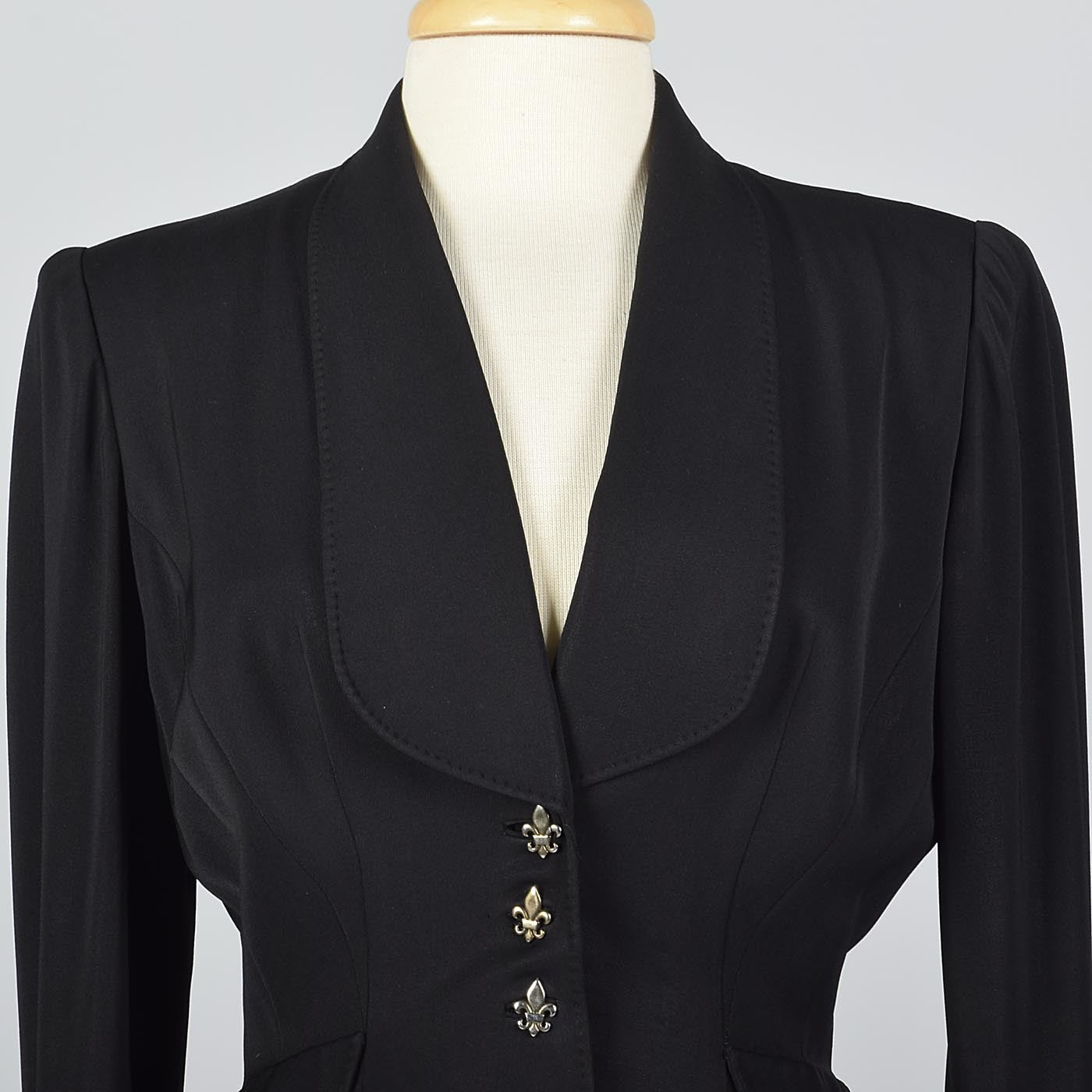 1950s Black Blazer with Shawl Collar