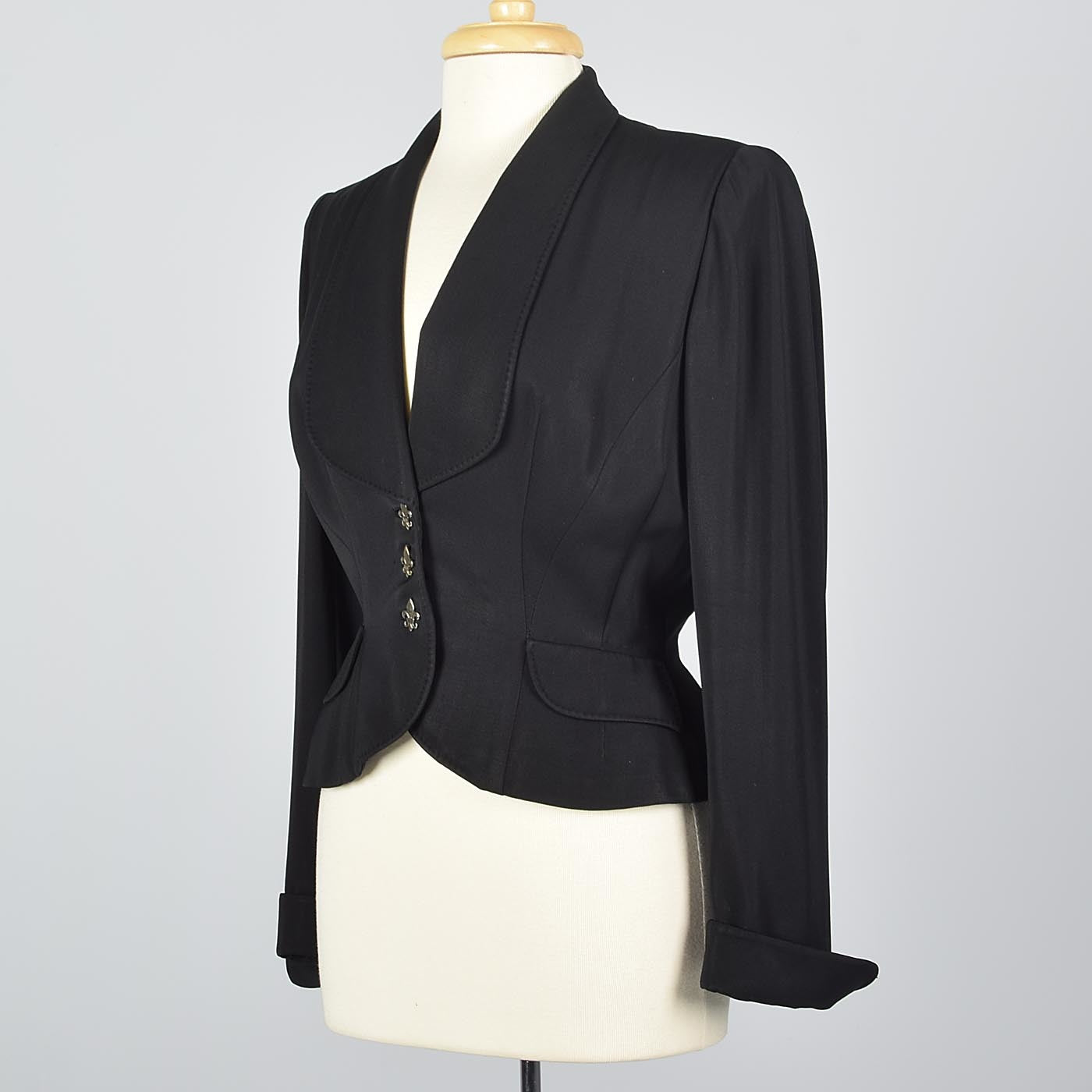 1950s Black Blazer with Shawl Collar