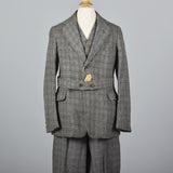 Deadstock 1920s Men's Three Piece  Tweed Suit with Plus Fours in Gray and Purple Plaid