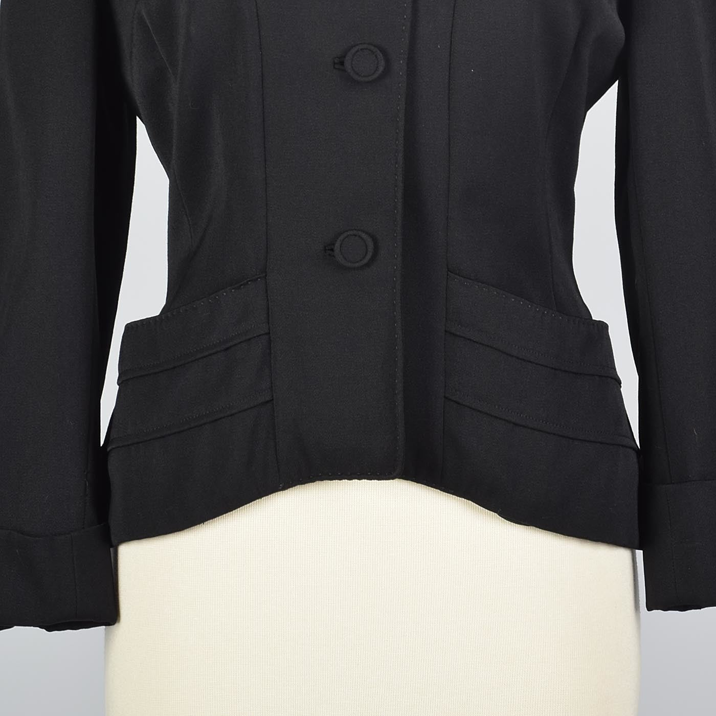 1950s Beautifully Tailored Black Wool Blazer