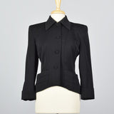 1950s Beautifully Tailored Black Wool Blazer