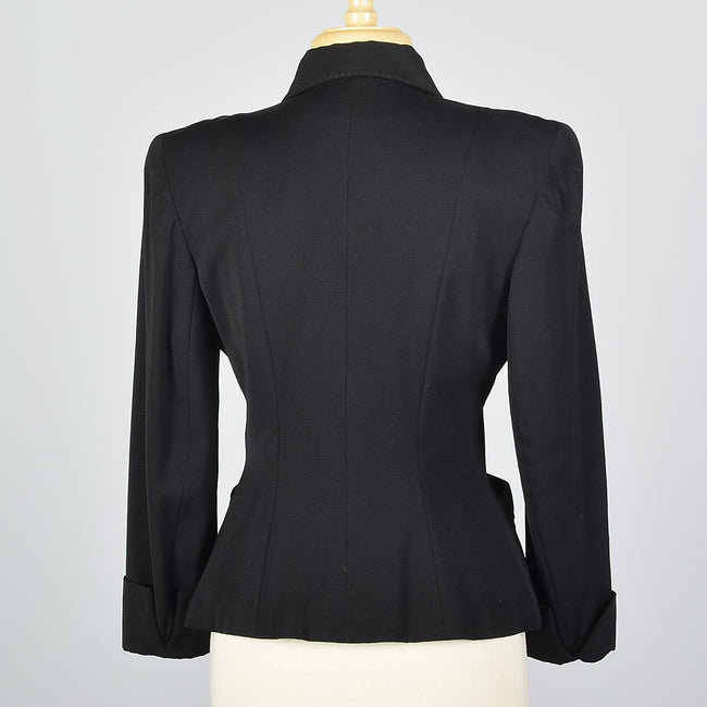 1950s Beautifully Tailored Black Wool Blazer