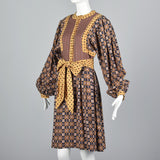 1960s Mary Quant Ginger Bohemian Wool Dress with Bishop Sleeves