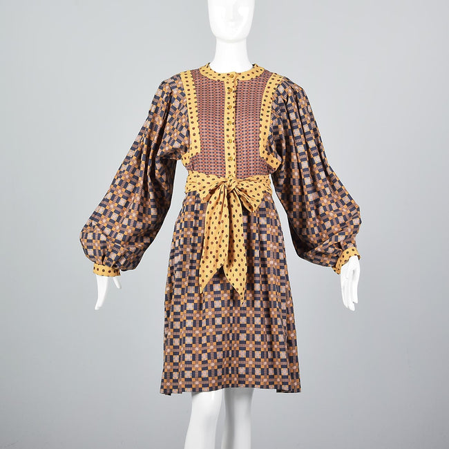 1960s Mary Quant Ginger Bohemian Wool Dress with Bishop Sleeves