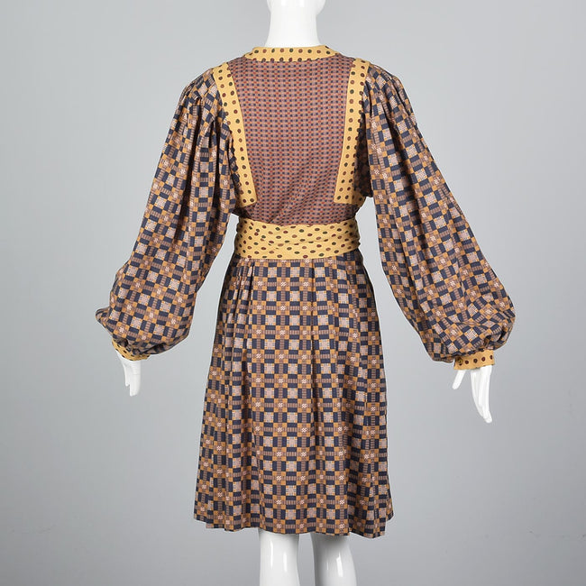 1960s Mary Quant Ginger Bohemian Wool Dress with Bishop Sleeves