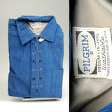 Deadstock 1950s Men's Pilgrim Blue Corduroy Shirt with a Loop Collar