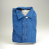 Deadstock 1950s Men's Pilgrim Blue Corduroy Shirt with a Loop Collar