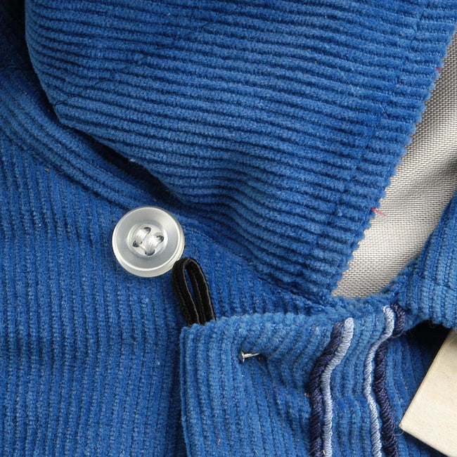 Deadstock 1950s Men's Pilgrim Blue Corduroy Shirt with a Loop Collar