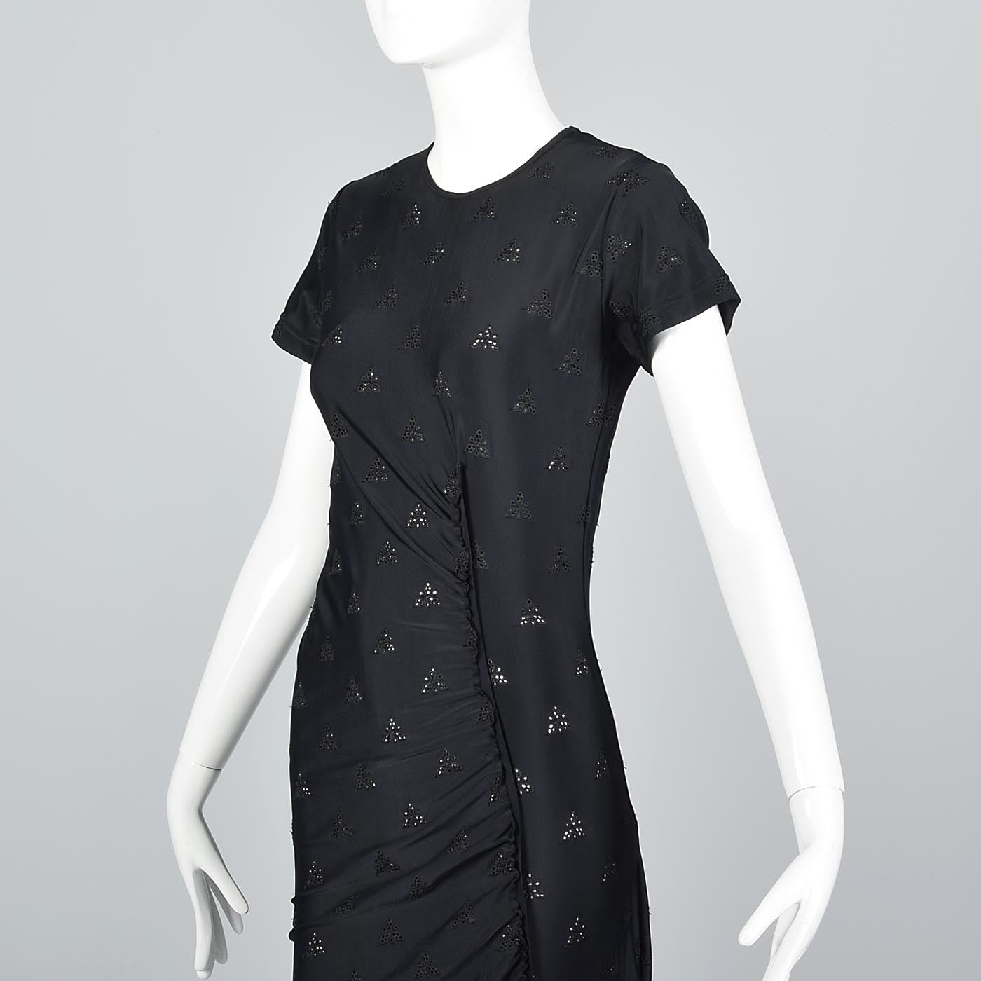 1990s Comme des Garcons Asymmetric Black Eyelet Dress