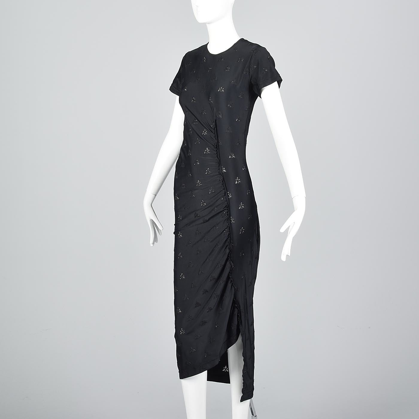 1990s Comme des Garcons Asymmetric Black Eyelet Dress