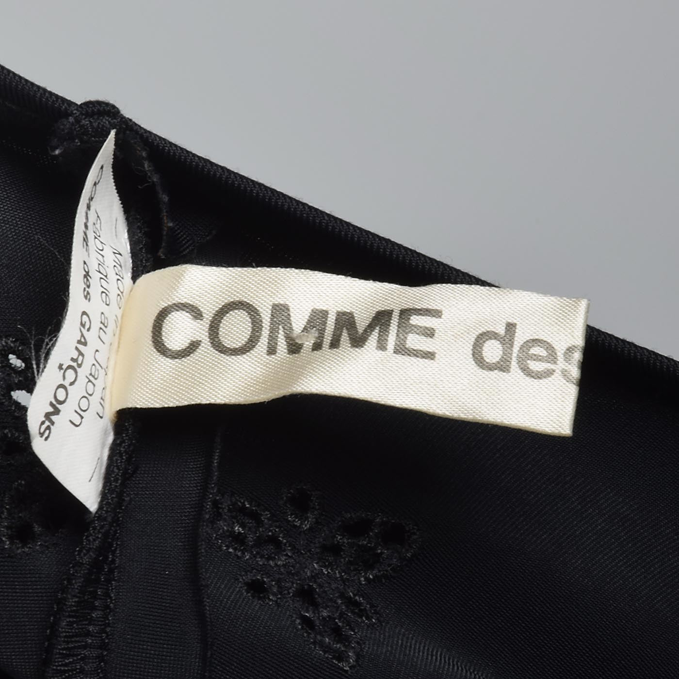 1990s Comme des Garcons Asymmetric Black Eyelet Dress
