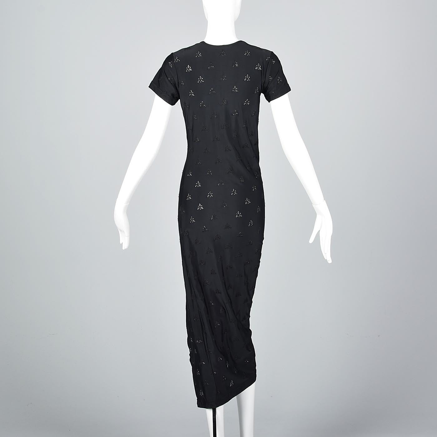 1990s Comme des Garcons Asymmetric Black Eyelet Dress