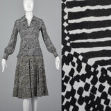 1960s La Mendola Two Piece Seprates Set in Black & White Op Art