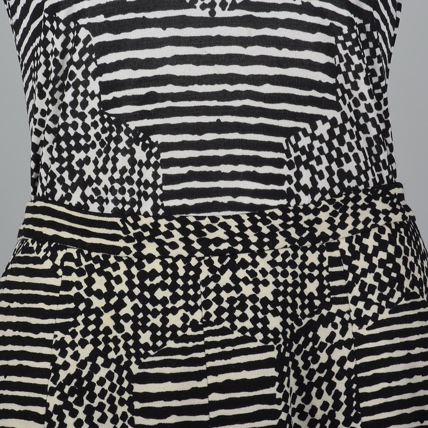 1960s La Mendola Two Piece Seprates Set in Black & White Op Art