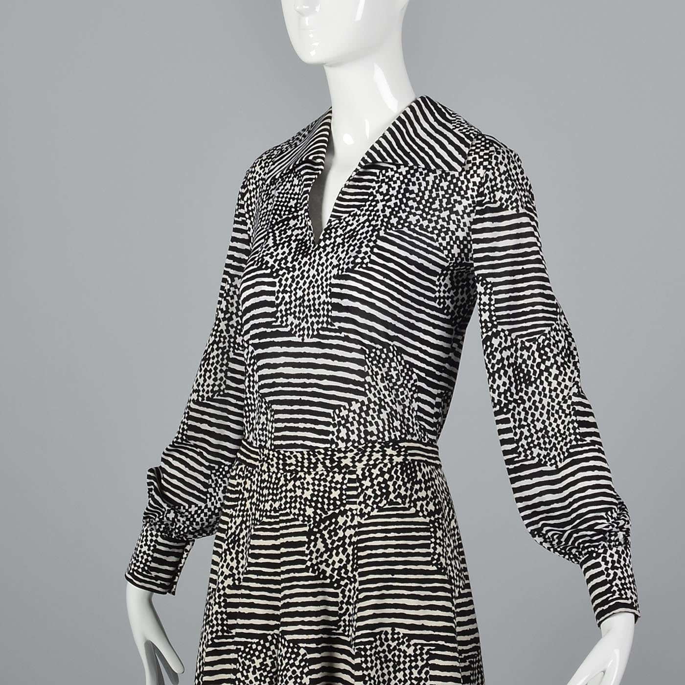 1960s La Mendola Two Piece Seprates Set in Black & White Op Art