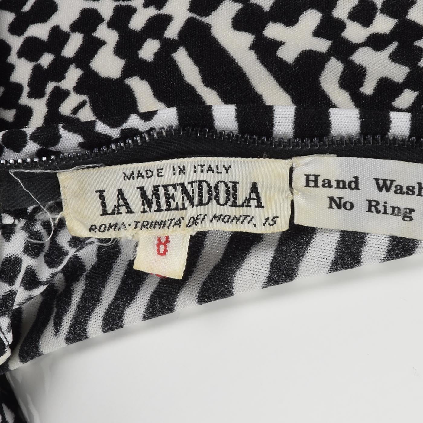 1960s La Mendola Two Piece Seprates Set in Black & White Op Art