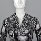 1960s La Mendola Two Piece Seprates Set in Black & White Op Art