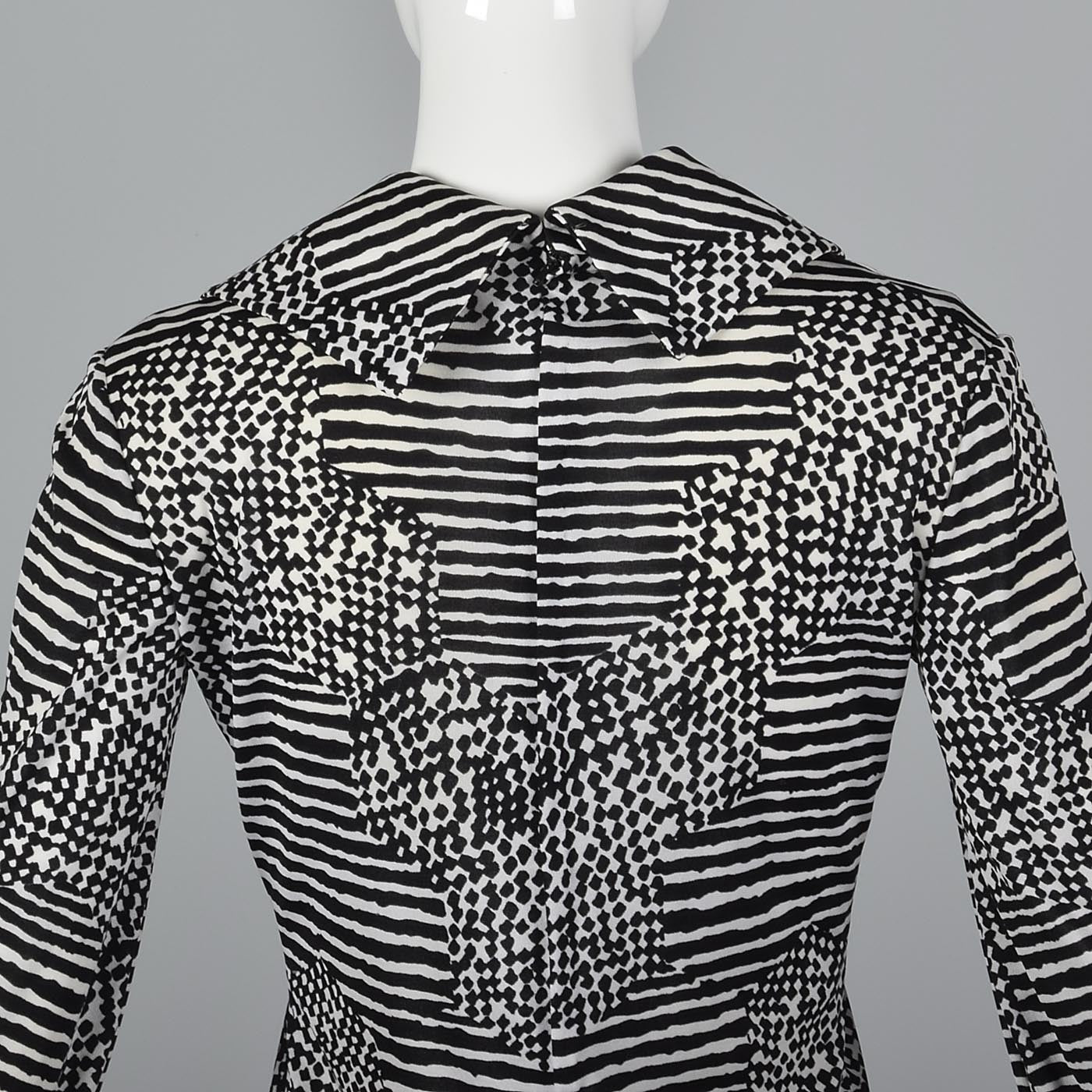 1960s La Mendola Two Piece Seprates Set in Black & White Op Art