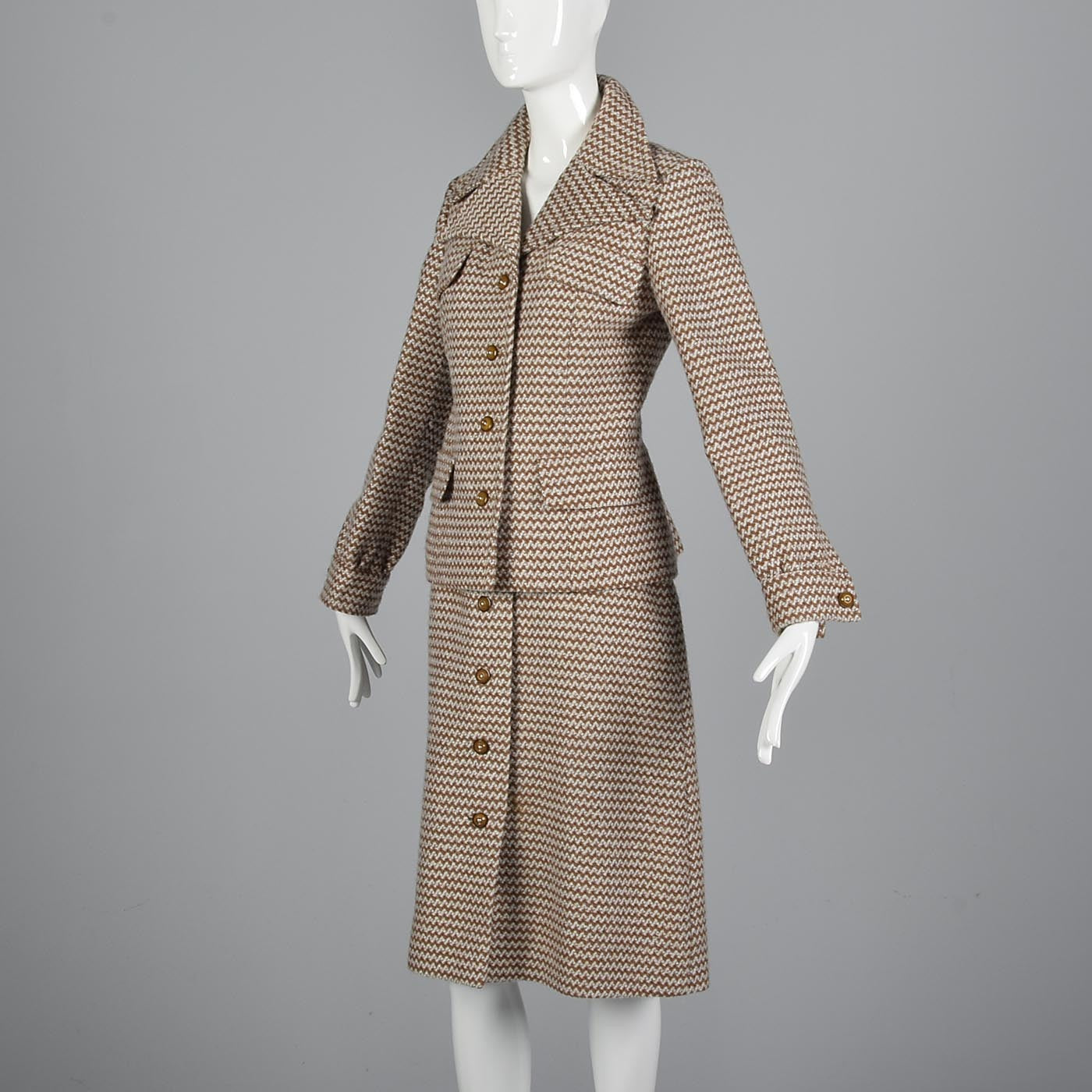 1970s Via Veneto Couture Boutique Tweed Skirt Suit