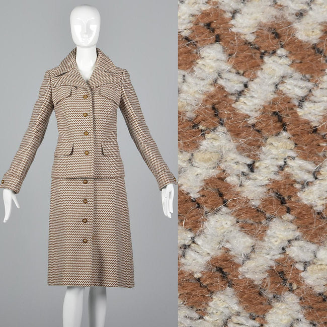 1970s Via Veneto Couture Boutique Tweed Skirt Suit