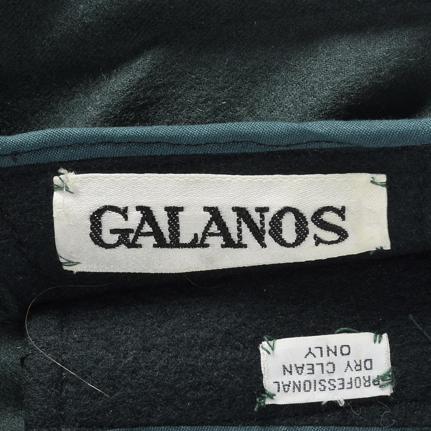 Elegant Galanos Green Wool Dress with Huge Bishop Sleeves