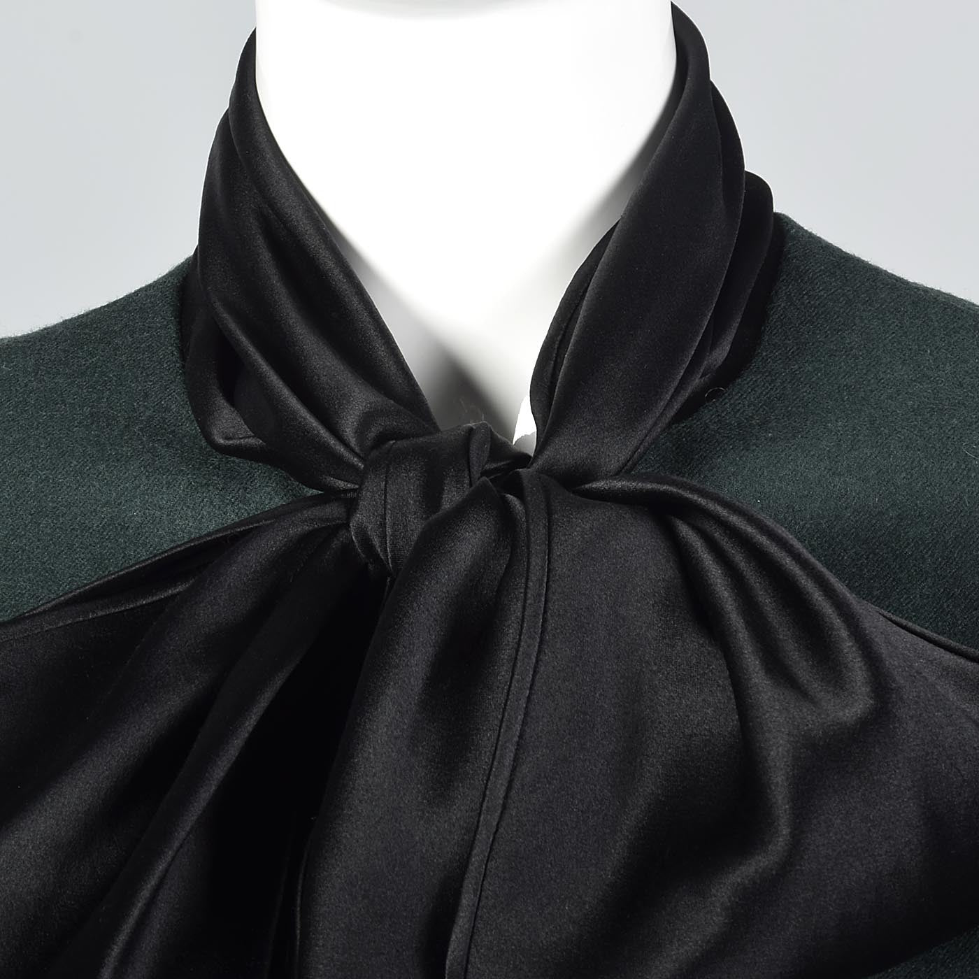 Elegant Galanos Green Wool Dress with Huge Bishop Sleeves