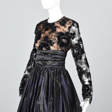 1980s Zandra Rhodes Ball Gown with a Lace Illusion Bodice