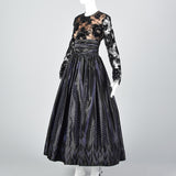 1980s Zandra Rhodes Ball Gown with a Lace Illusion Bodice