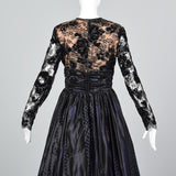 1980s Zandra Rhodes Ball Gown with a Lace Illusion Bodice