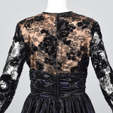 1980s Zandra Rhodes Ball Gown with a Lace Illusion Bodice