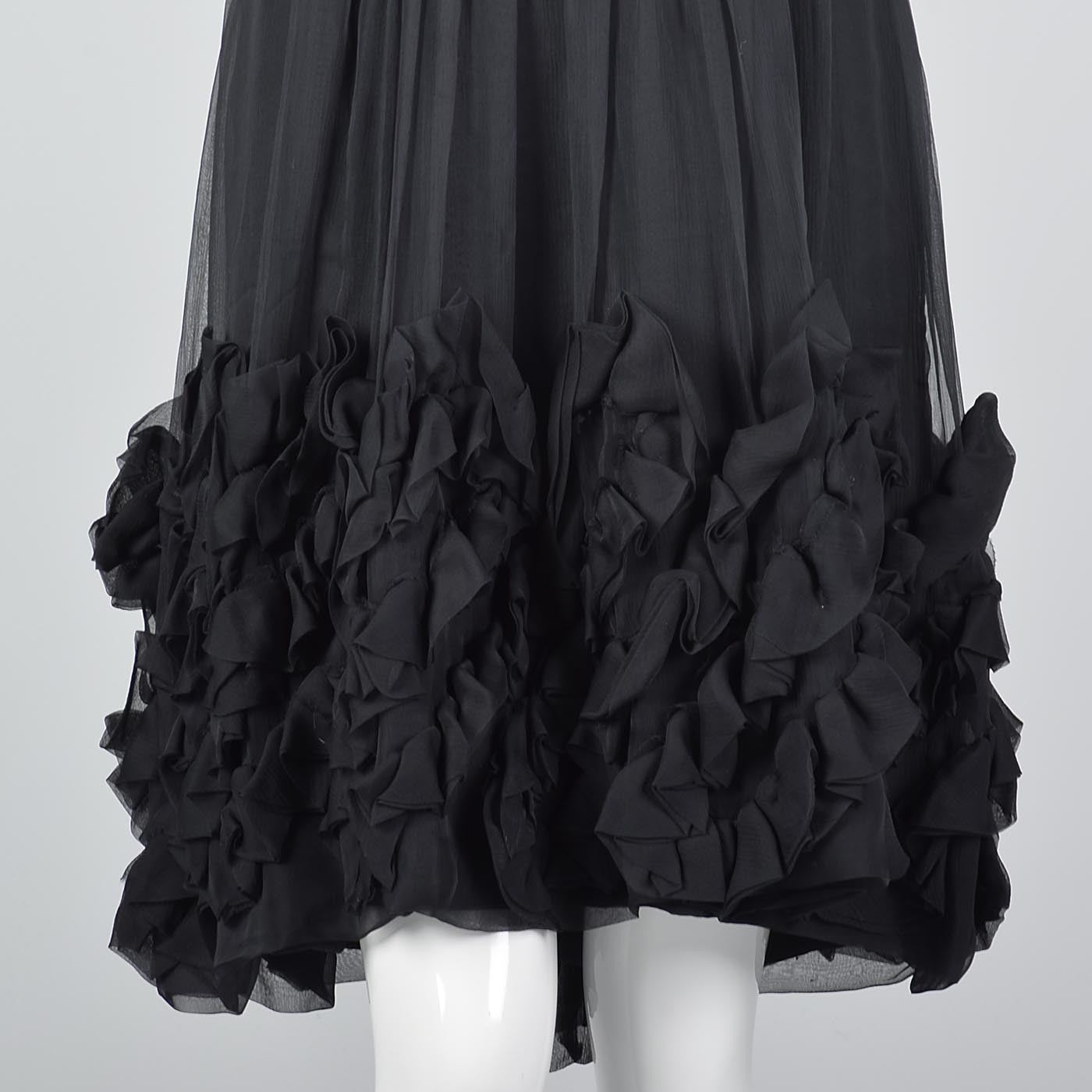 1950s Mollie Parnis Black Silk Cocktail Dress