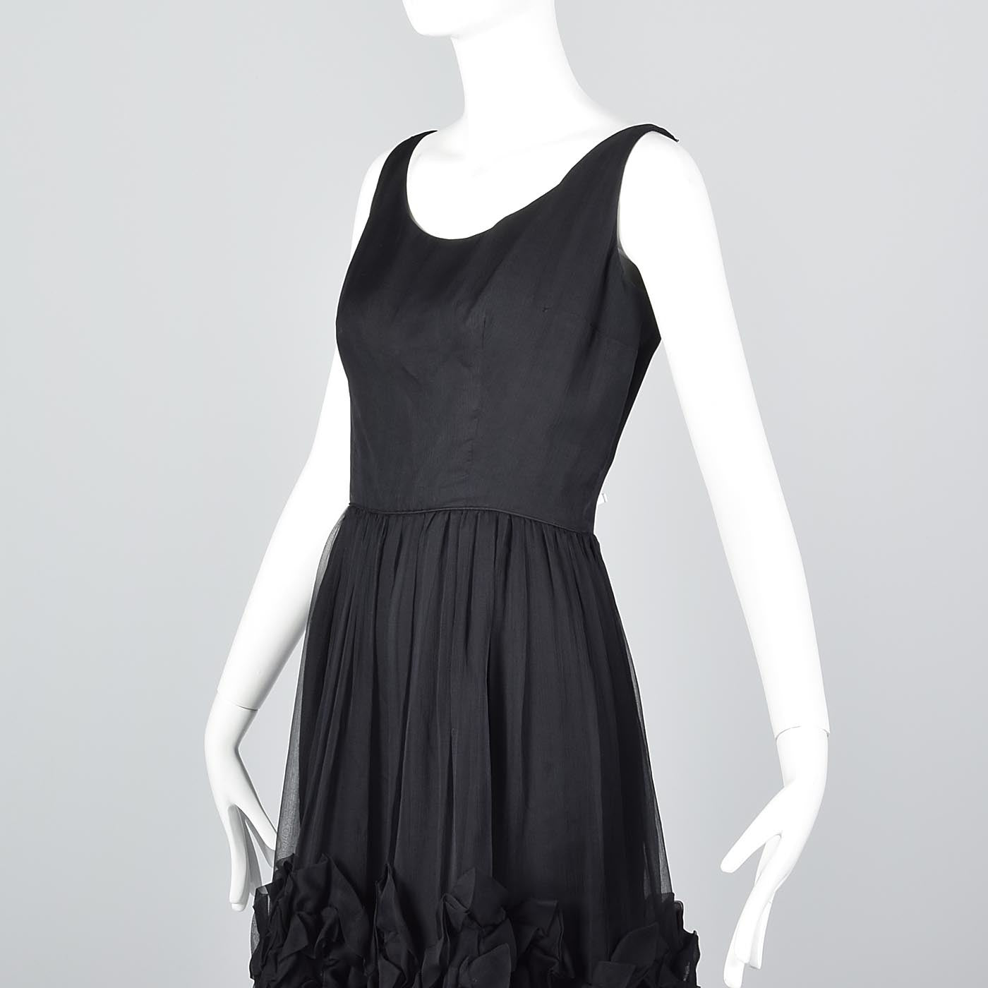 1950s Mollie Parnis Black Silk Cocktail Dress