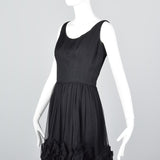 1950s Mollie Parnis Black Silk Cocktail Dress