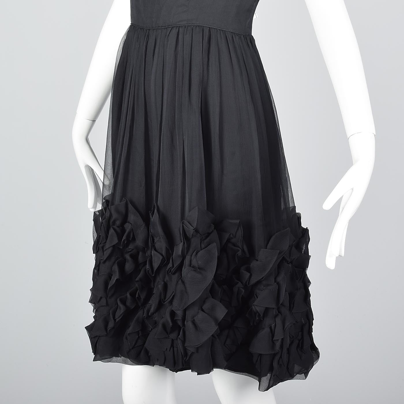 1950s Mollie Parnis Black Silk Cocktail Dress