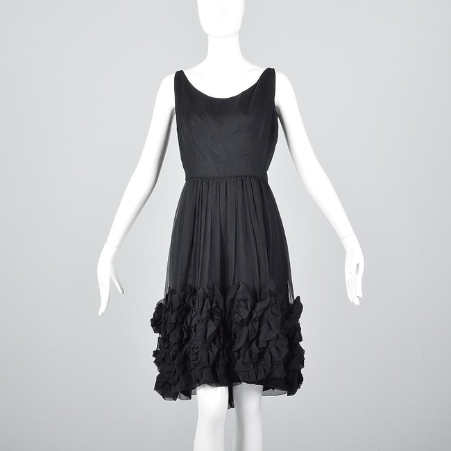 1950s Mollie Parnis Black Silk Cocktail Dress