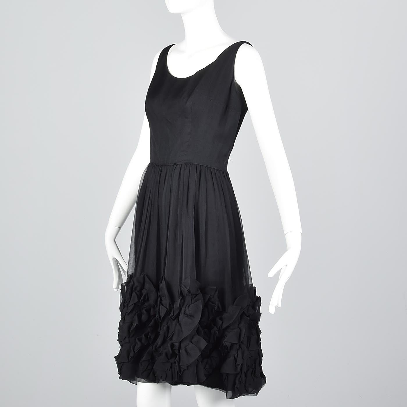 1950s Mollie Parnis Black Silk Cocktail Dress