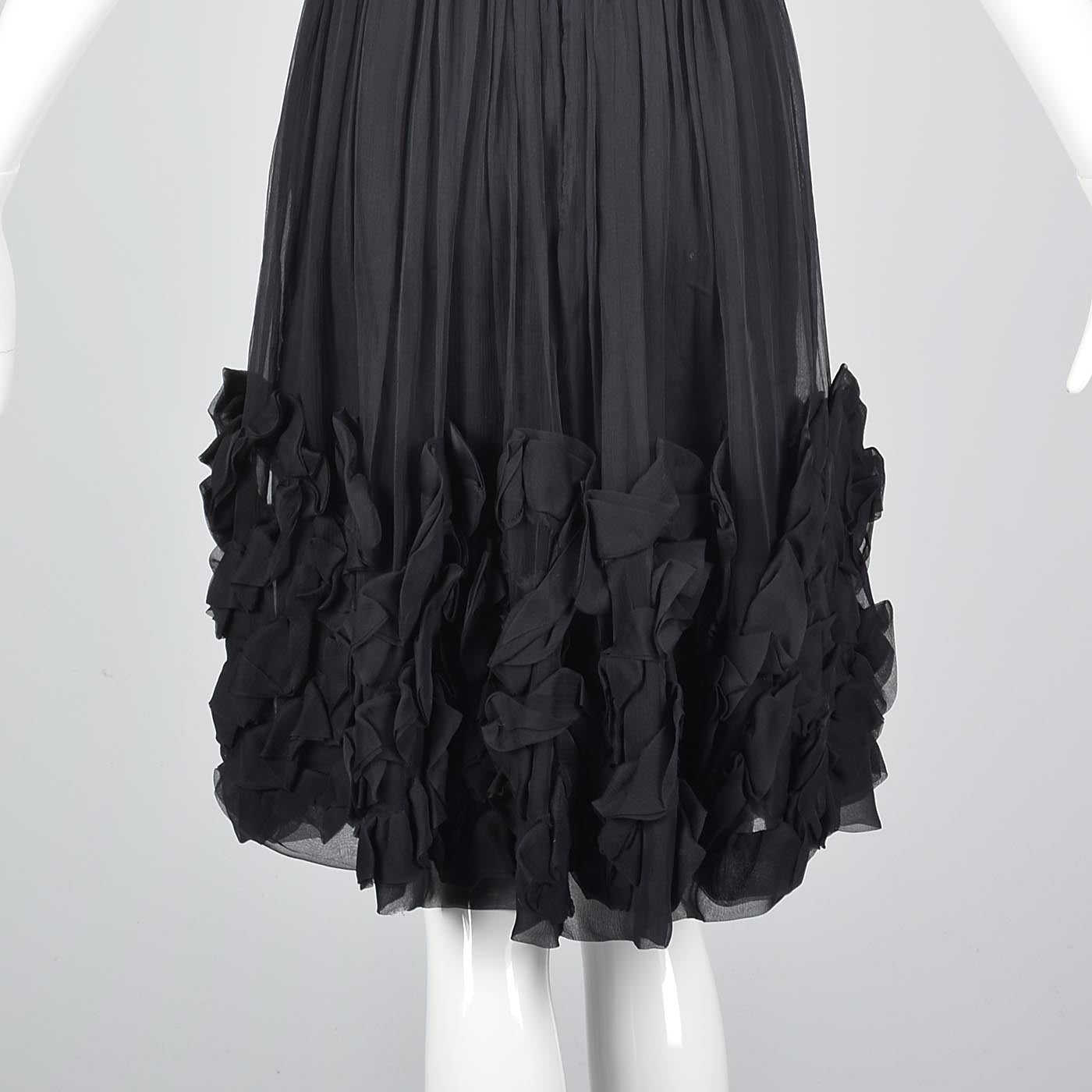 1950s Mollie Parnis Black Silk Cocktail Dress