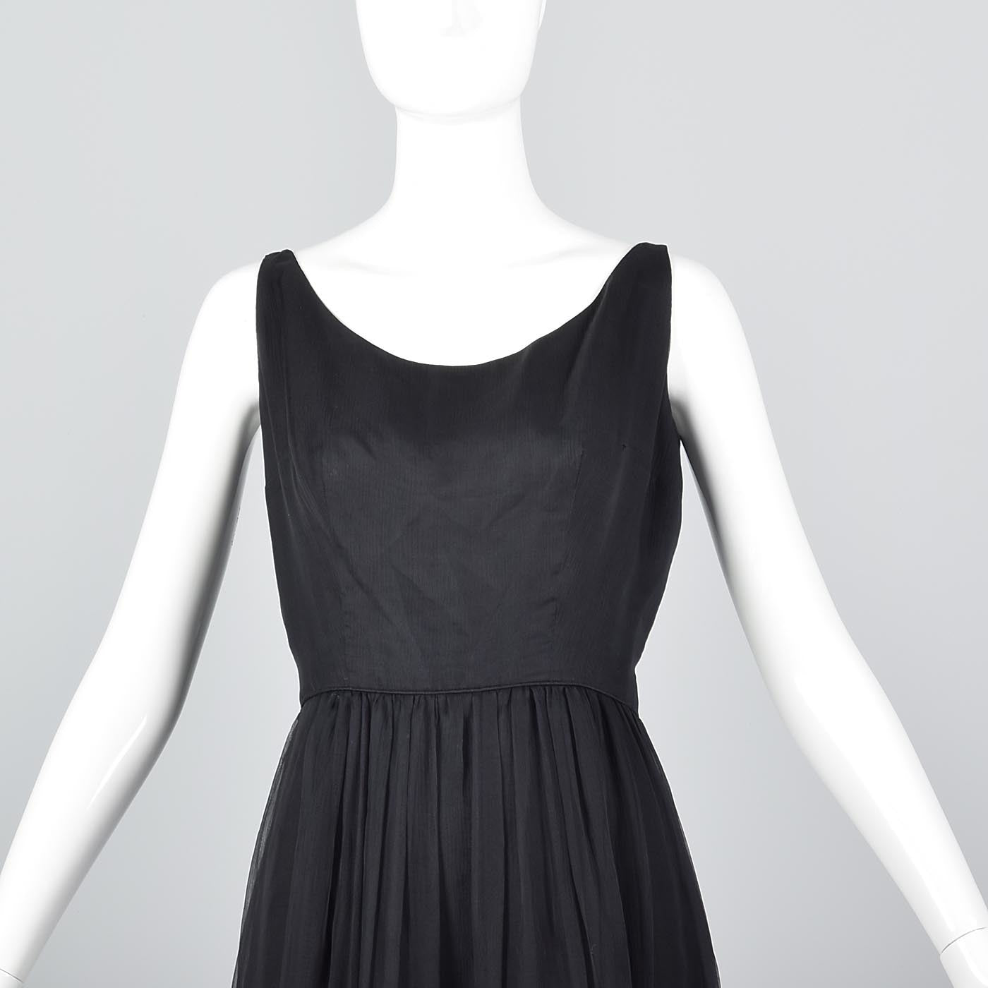 1950s Mollie Parnis Black Silk Cocktail Dress