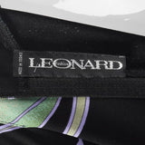 1980s Leonard Paris Black Floral Silk Jersey Dress