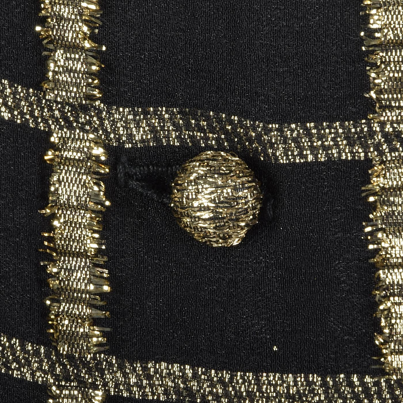 Oscar de la Renta Geometric Black & Gold Silk Dress
