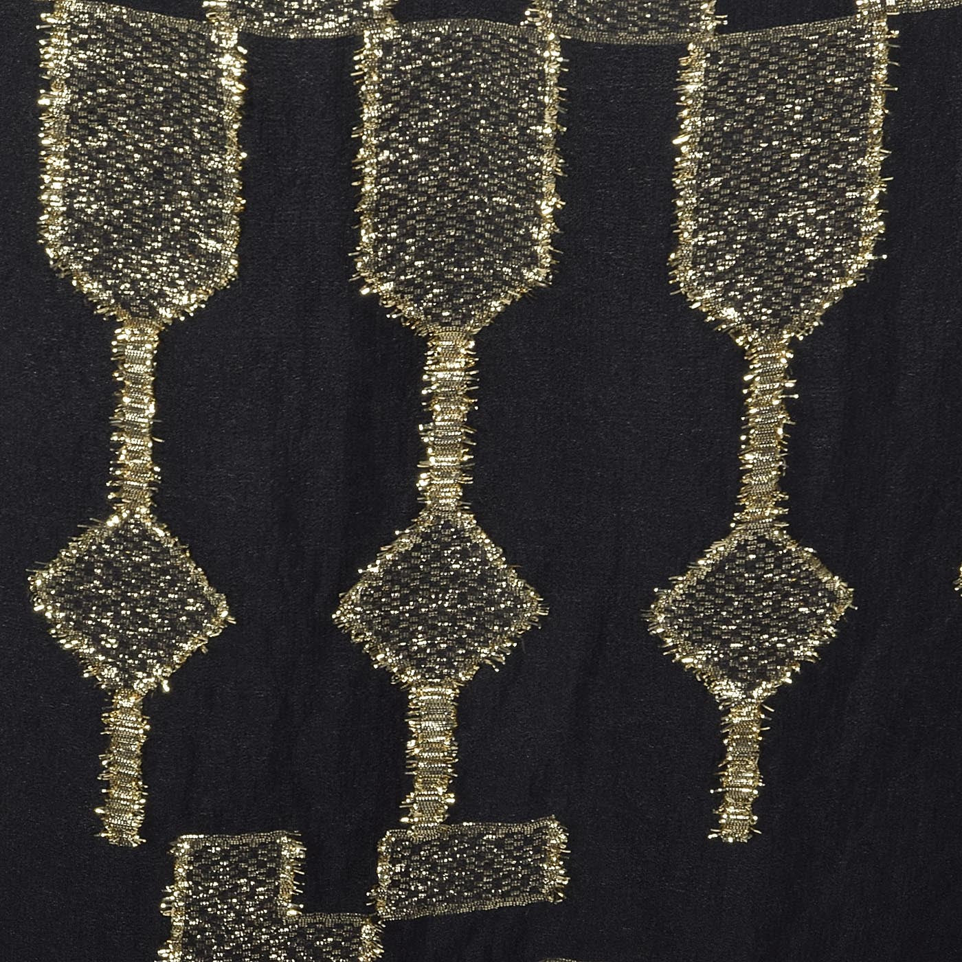Oscar de la Renta Geometric Black & Gold Silk Dress