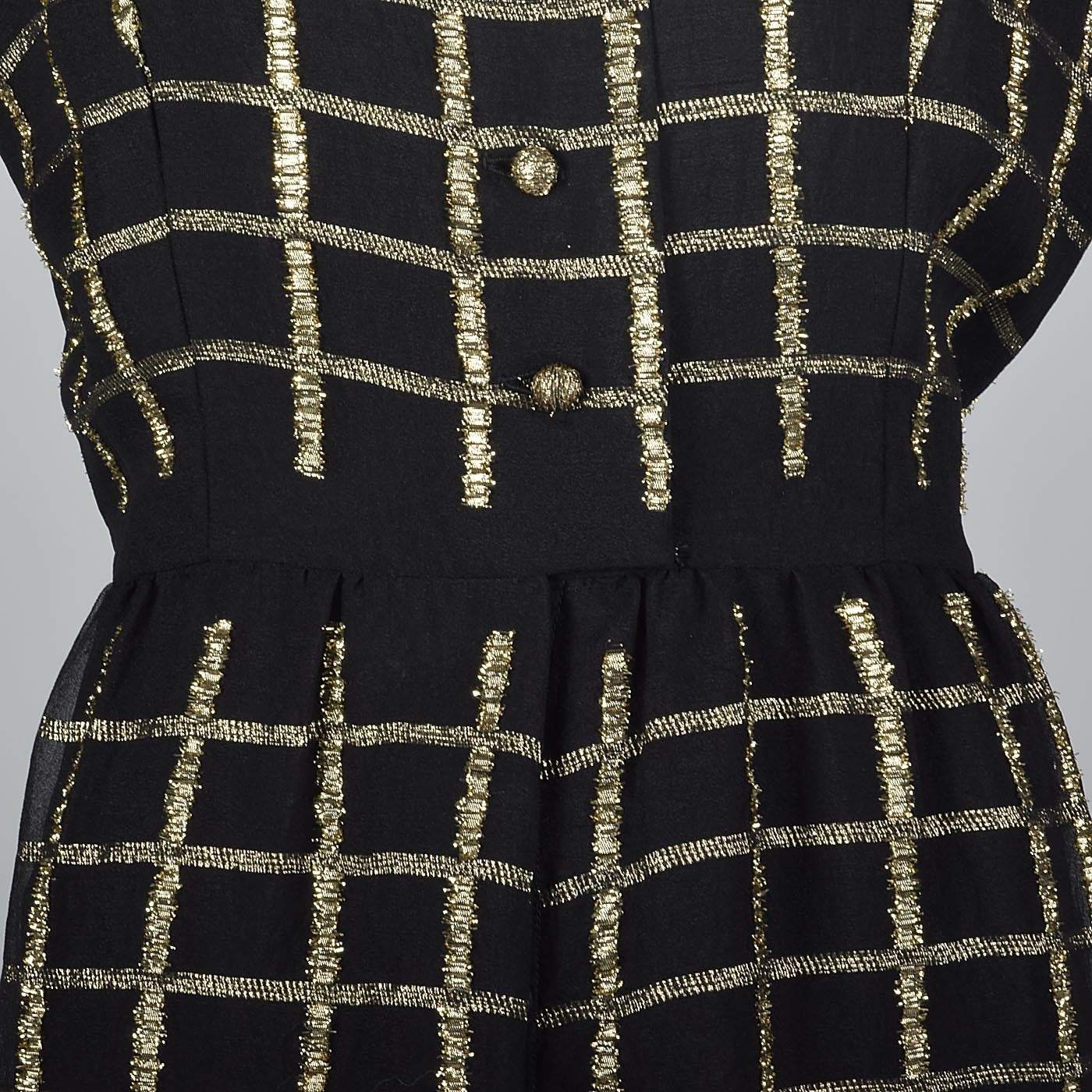 Oscar de la Renta Geometric Black & Gold Silk Dress