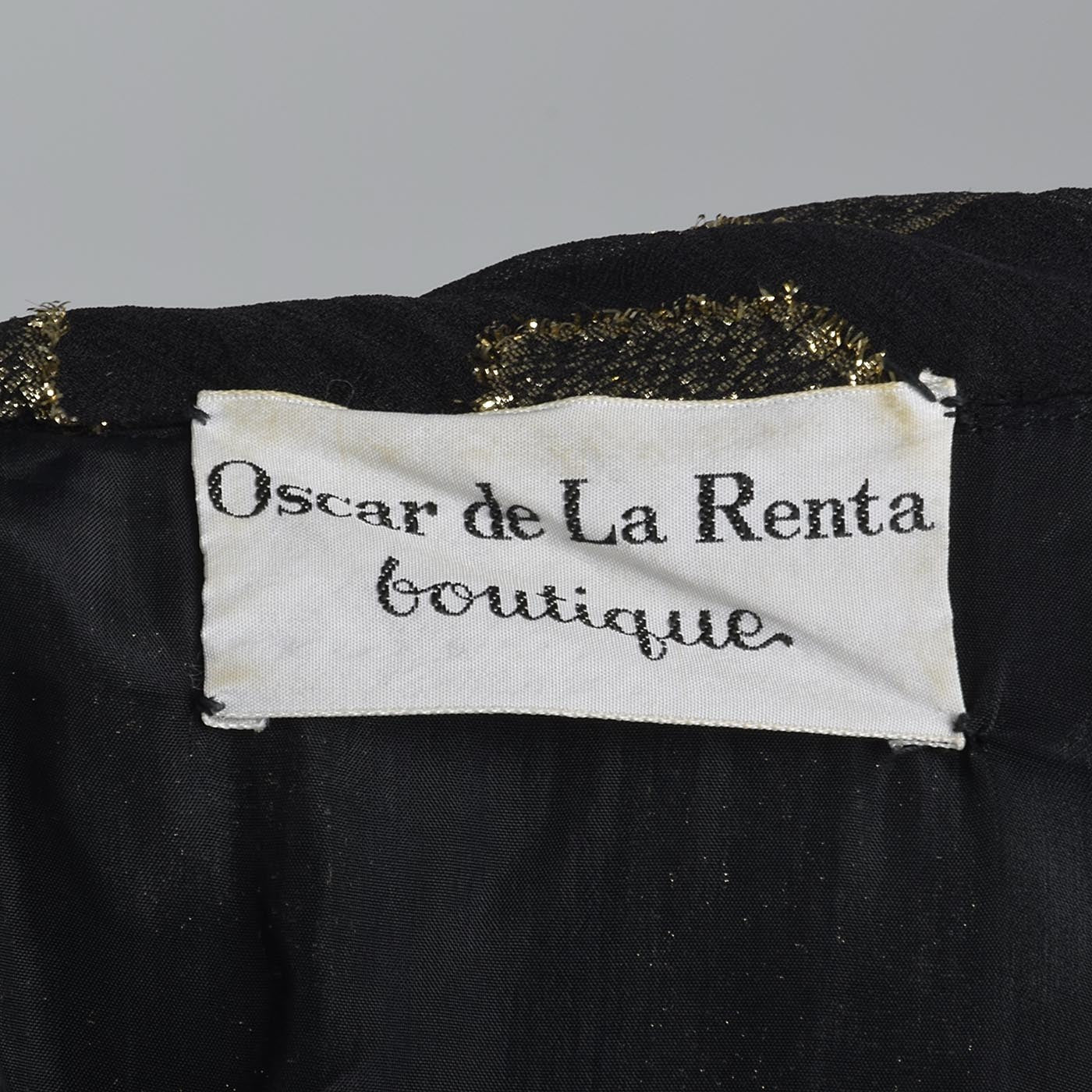Oscar de la Renta Geometric Black & Gold Silk Dress