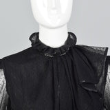 Giorgio Sant'Angelo Separates, Black Beaded Skirt & Sheer Asymmetric Ruffle Blouse