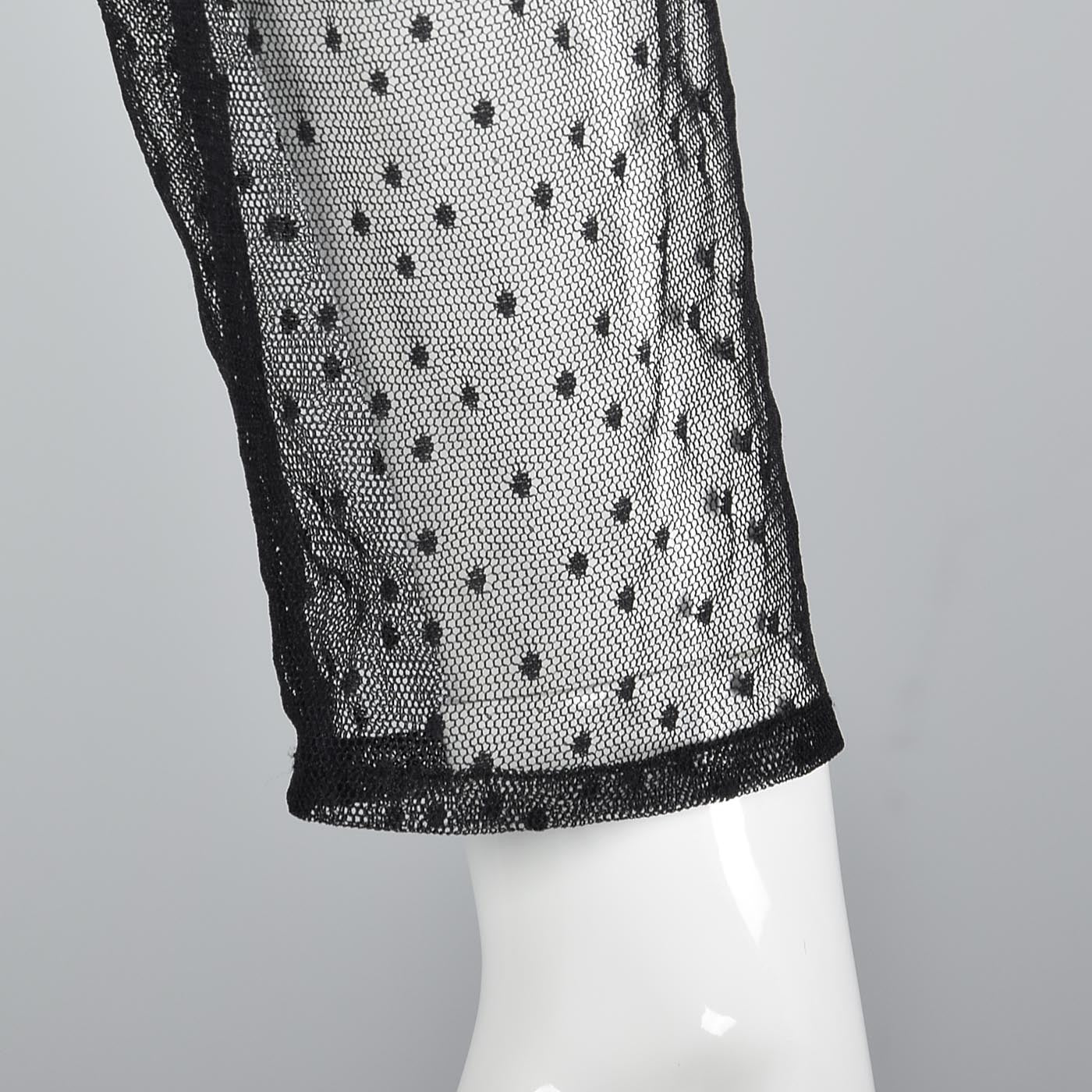 Giorgio Sant'Angelo Separates, Black Beaded Skirt & Sheer Asymmetric Ruffle Blouse