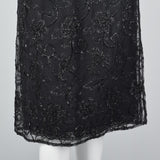 Giorgio Sant'Angelo Separates, Black Beaded Skirt & Sheer Asymmetric Ruffle Blouse