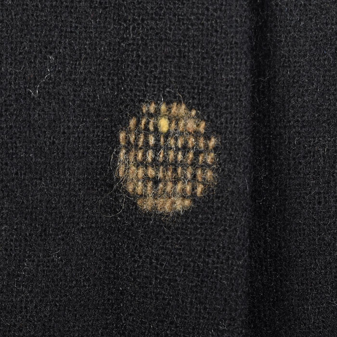 1940s Black Wool Dress with Polkadots and Velvet Accents